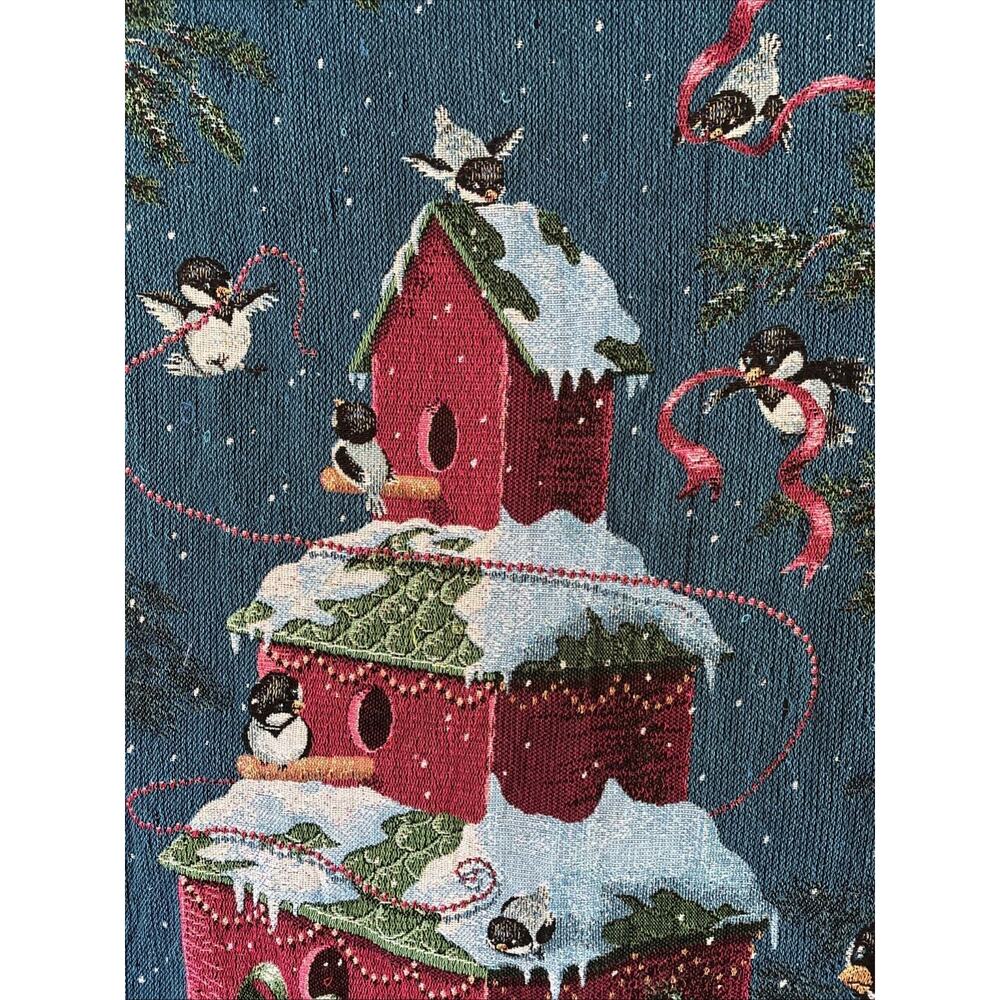 Mohawk Home Woven Tapestry Throw Blanket Christmas Holiday Birds Birdhouse 44x54